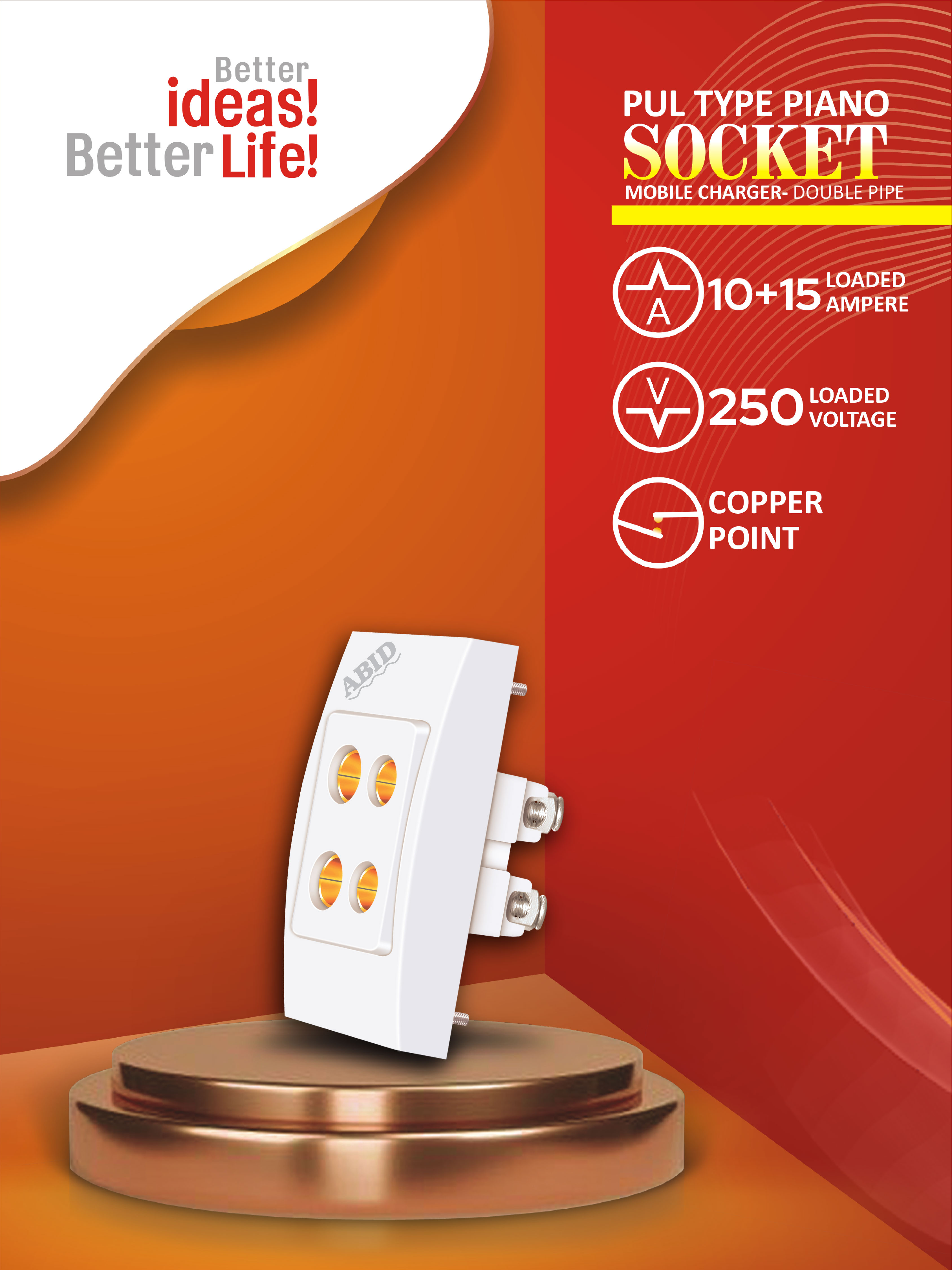 Pull Type Piano Socket Mobile Charging Double Pipe(10+15A)