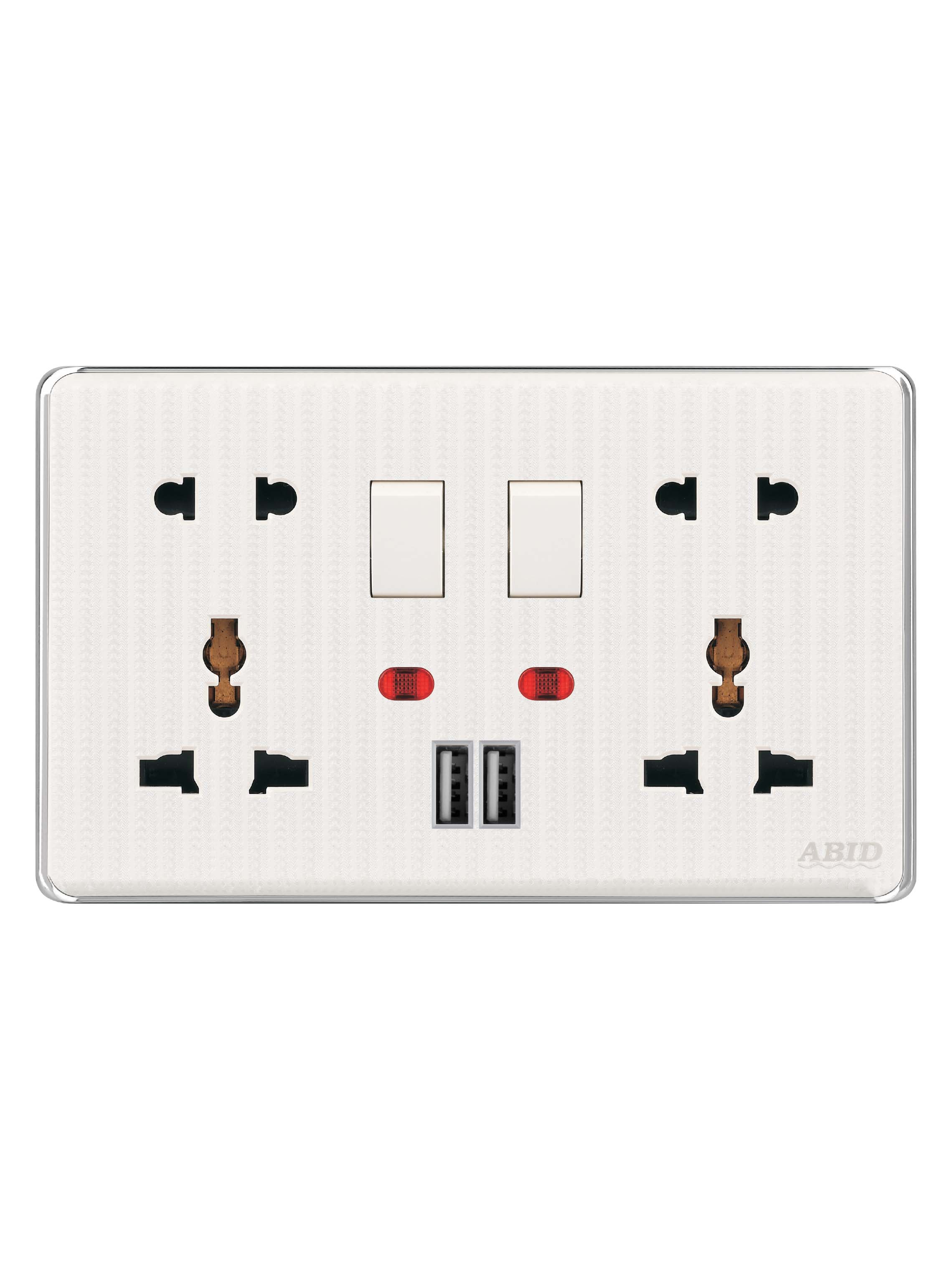 Double Light Plug Double USB(White)(1)