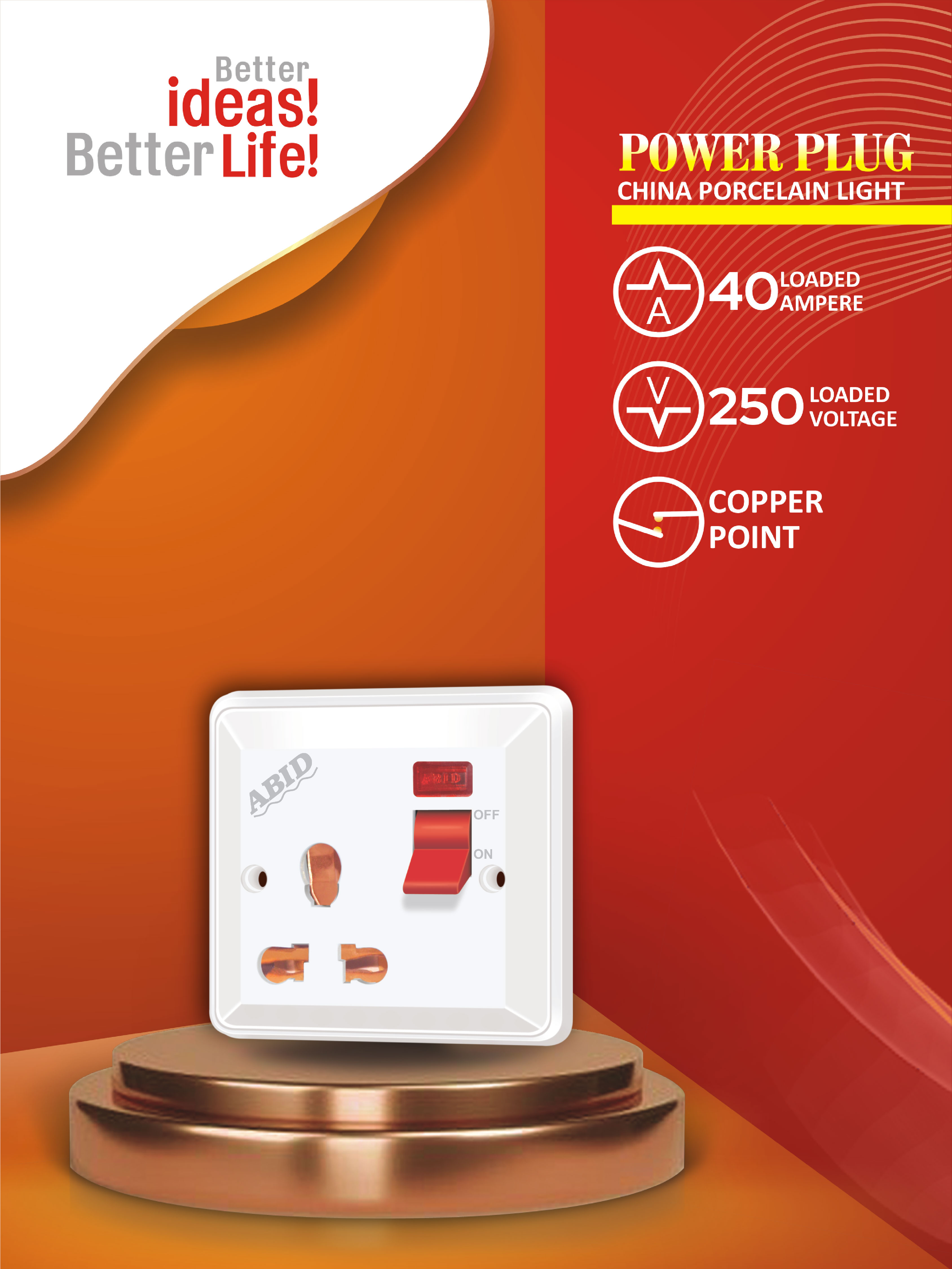 Power Plug China Porcelain 40A Light